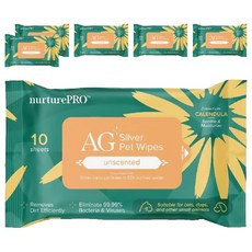 Nurture PRO 天然密碼 銀離子寵物濕紙巾 隨身包 20 x 15cm 原味無香 寵物用, 10張, 6包