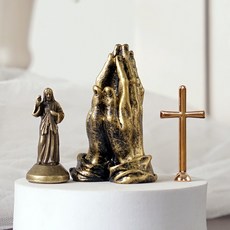 morningscent 납골당 장식용 미니어쳐 기도 예수상 세트, 골드