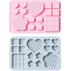 15格矽膠造型巧克力模具 2入, 1套, 藍色, 粉色