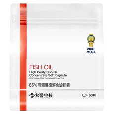 大醫生技 85%高濃度極鮮魚油膠囊, 含85% Omega-3, 80% EPA和DHA, rTG型態, 60顆, 850mg, 1袋