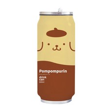 AKIRA 御衣坊 易拉罐保溫瓶 500ml 304不鏽鋼 內附吸管, 布丁狗 黃色 + 咖啡色, 1個