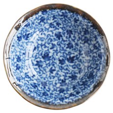 佐和陶瓷 藍唐草4淺井 日本製陶瓷盤 14cm 淺口小菜碟, 1個, 單一顏色