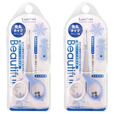 Lumina 露蜜 雙色柄安全剪 安全圓頭設計 避免刮傷皮膚 附安全保護蓋 方便攜帶, 白色/藍色, 2支