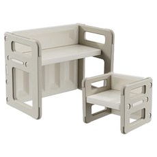 MH家居 兒童學習桌椅組,卡其色,多功能翻轉,安全環保材質