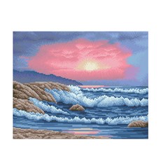 DCLARE 相框畫布型鑽石畫 DIY 套組 40 x 50 cm, 1套, 大海夕陽