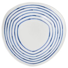 福田陶器 波佐見燒 和染段紋 変形小缽 點心碗 16cm, 1個