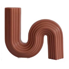 快豹 北歐風簡約幾何線條花瓶, 棕紅色