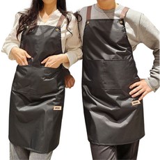 아루카 여성용 초경량 H형 카페 주방 업소용 방수 앞치마, 다크블랙, 2개