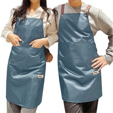 아루카 여성용 초경량 H형 카페 주방 업소용 방수 앞치마, 모던블루, 2개