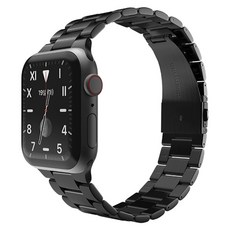 신지모루 3연 디자인 스테인리스 메탈 쥬빌레 스마트워치 밴드 스트랩, 블랙, 1개