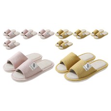 LIFE LANCE 亞麻室內拖鞋 2雙組, 粉色+黃色, 5組