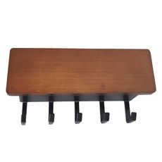 Mega 玄關個門木質鑰匙收納掛勾 鑰匙架 收納架 置物架 飾品架 牆壁裝飾, 桃木 深色, 1組