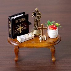 Morningscent 靈骨塔裝飾用迷你聖經耶穌桌組, 棕色