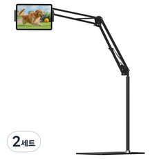 제이원 스마트폰/태블릿 침대 거치대, 블랙, 2세트, JW-STND100
