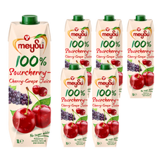 meySu 美愫100%酸櫻桃葡萄汁 (無添加糖、天然果汁、健康飲品), 1L, 6瓶
