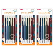ZEBRA 斑馬牌 SARASA NANO 復古 5色組 0.3mm, 深藍色 + 藍灰色 + 綠黑色 + 棕灰色 + 紅黑色, 3套