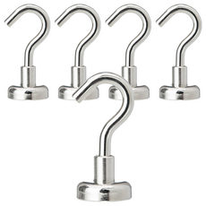 好物良品 日本強力磁吸掛鉤萬用無痕免釘收納鉤5入組 3.5 x 1.6cm, 銀色, 1組