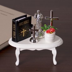 Morningscent 靈骨塔裝飾用迷你聖經耶穌桌組, 白色