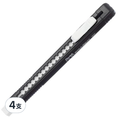 Pentel 飛龍文具 自動橡皮擦 黑桿 ZE80-A, 黑色, 4支