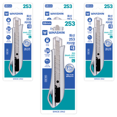 WHASHIN 253 美工刀 KN-253 大 18mm, 銀色, 4個