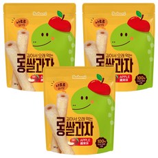 ibobomi 長米棒 6個月以上寶寶適用 韓國原料 非油炸零食 無鹽無糖無化學成分, 蘋果, 30g, 3包