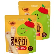 ibobomi 長米棒 6個月以上寶寶適用 韓國原料 非油炸零食 無鹽無糖無化學成分, 蘋果, 30g, 2包