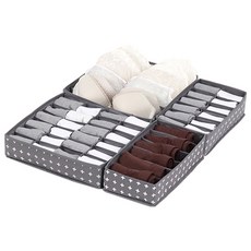 橄欖色內衣收納盒6+7+12+24隔層4件套灰色, 1組, 灰色