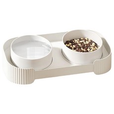 TU 寵物餐桌餐具雙碗組, 象牙白, 1套