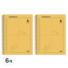 핑크풋 3000 4분할 수학 연습장, 옐로우, 6개