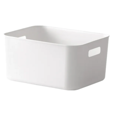 懶角落 整理收納籃 白色 中號 PP材質, 28 x 22 x 14cm, 1個