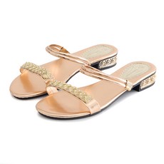 엘쏘 여성용 쥬얼리 샤이닝 스트랩 슬리퍼