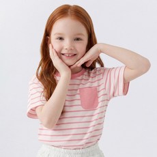 PremierFam 兒童透氣小口袋條紋純棉短袖T恤