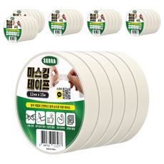 스코라 마스킹 테이프 화이트 12mm x 15m, 30개
