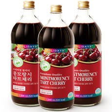 홀리데이즈 몽모랑시 타트체리 원액 주스, 1L, 3개