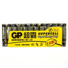 GP Batteries 超霸 超級碳鋅電池 4號 黑色, 1組, 12顆