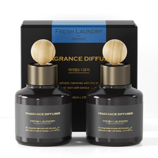 아이엠듀 차량용 퍼퓸 디퓨저 80ml x 2p + 우드볼스틱 2p 세트, 프레시런드리, 1세트