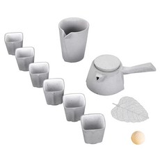 LOHAS Pottery 陸寶 飲隱山石茶禮10件組, 1套, 清水模灰, 茶壺 + 茶海 + 茶杯 6個+ 茶濾 + 活水球