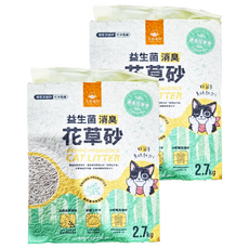 DOG CAT STAR 汪喵星球 益生菌消臭花草貓砂，環保可分解材質，低粉塵，可沖馬桶, 迷迭花草香, 2.7kg, 2包