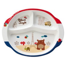 TATUNG 大同磁器 美耐皿三格盤 Set 12個 法國熊, 232x185x28mm, 1組