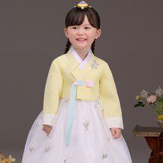 TheyeHanbok 女童黃色繡球花韓服套裝 60008