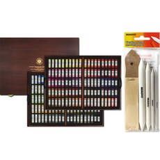 MUNGYO 手工粉彩蠟筆 200色款 MPHM-200W+工具筆 4入+砂紙 12入組, 1套, 混合顏色