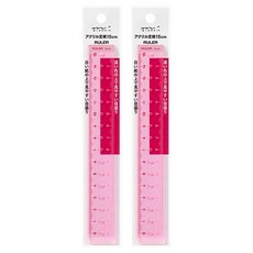 日本 MIDORI CL系列 直尺 15cm, 透明粉, 2把