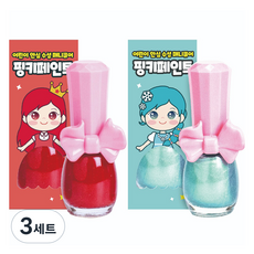 아임핑키 핑키페인트 어린이 매니큐어 9ml x 2종 세트, 빨간사과, 샤이니블루, 3세트 빨간사과, 샤이니블루, 3세트