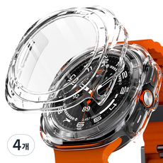 구스페리 갤럭시워치 풀커버 강화유리 하드 케이스, 투명+투명, 4개