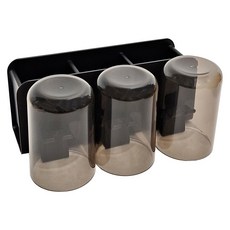 FAmILyLIFE 生活 航太鋁免打孔3杯3槽牙刷置物架 免釘膠款 A-244-BK 530g, 極簡黑, 1個