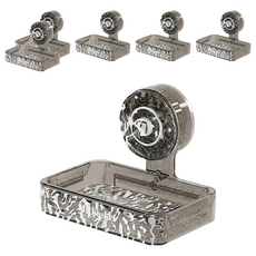 冰川紋吸盤肥皂架 透灰 免打孔瀝水皂盒 浴室收納好幫手, 6個