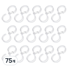 까사마루 다용도 잠금형 S자 고리 소형, 투명, 75개