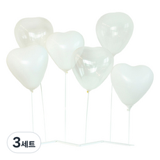 올댓파티 하트 대롱대롱 스탠드 2p + 하트풍선 2종 x 6p 세트, 화이트(하트풍선), 클리어(하트풍선), 3세트