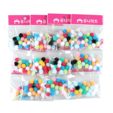 Uniart 1000 亮粉毛球製作材料 15mm, 混合顏色, 12入