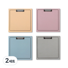 TOCTOC 便條紙寫字板混合套組, 黃色 + 粉紅色 + 藍色 + 灰色, 2套